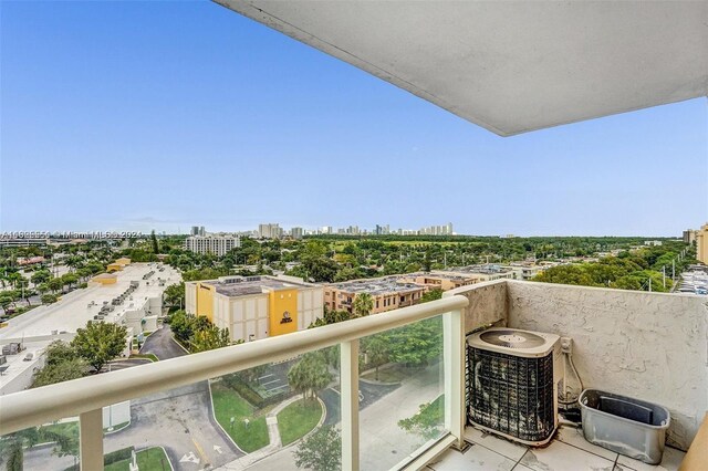 balcony featuring central air condition unit