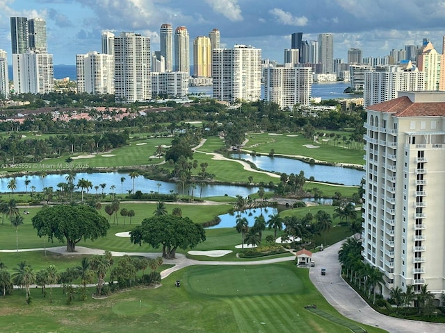 exterior space with a water view