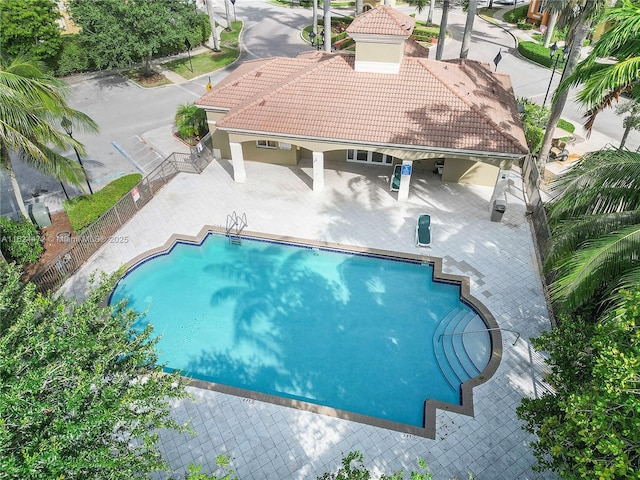 view of pool featuring a patio