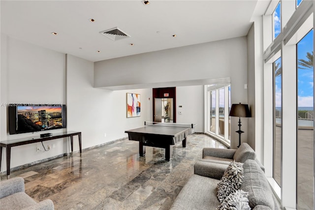 game room with tile patterned floors and pool table