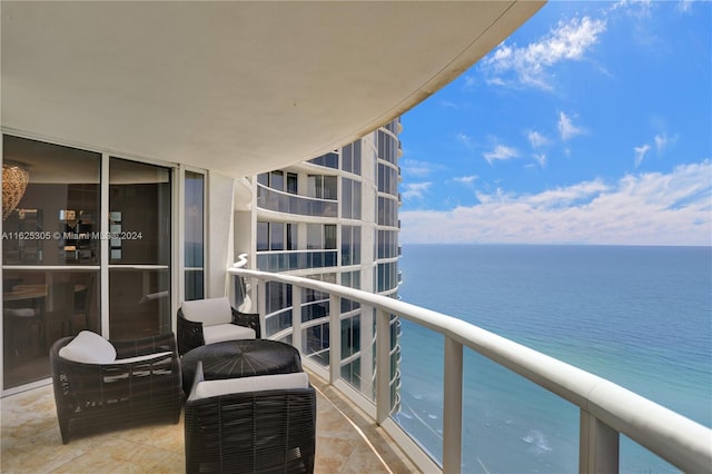 balcony with a water view