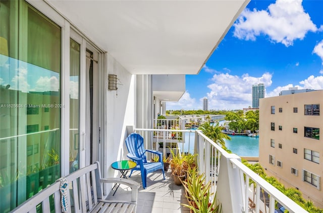 balcony with a water view