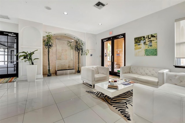 view of tiled living room