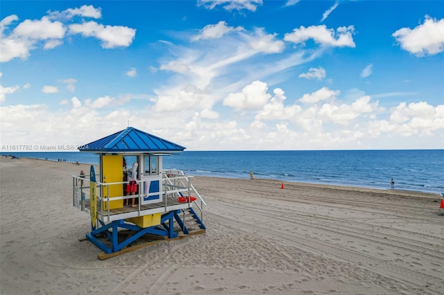 property view of water featuring a view of the beach