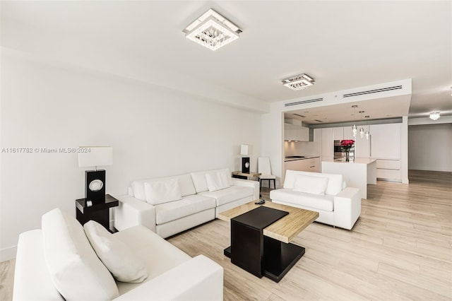 living room featuring light hardwood / wood-style flooring