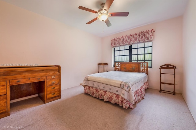 bedroom with carpet floors and ceiling fan