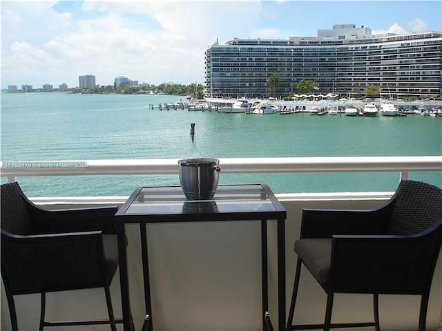 balcony with a water view