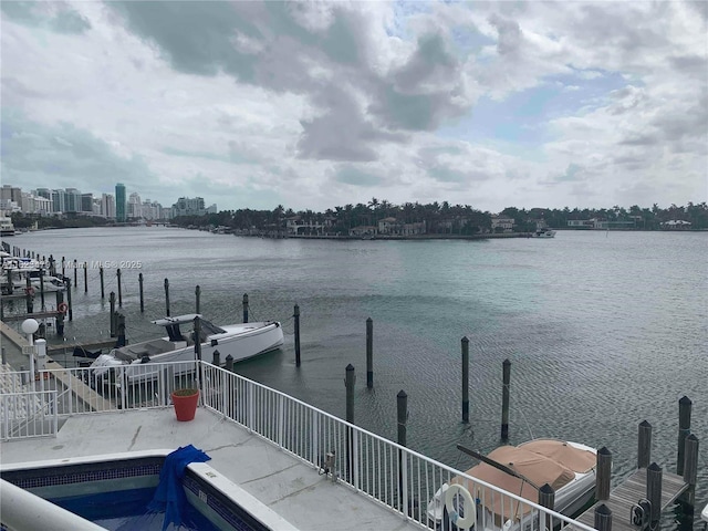 view of dock featuring a water view