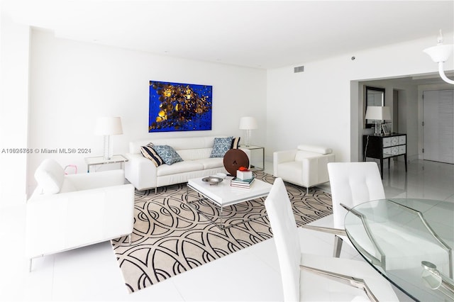 view of tiled living room