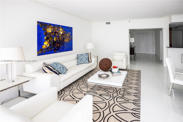 view of tiled living room