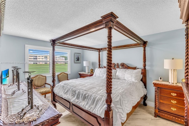 bedroom with a textured ceiling