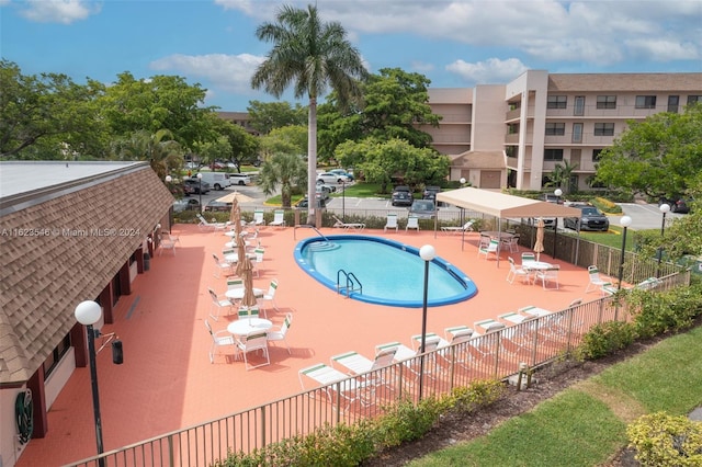 view of pool featuring a patio area