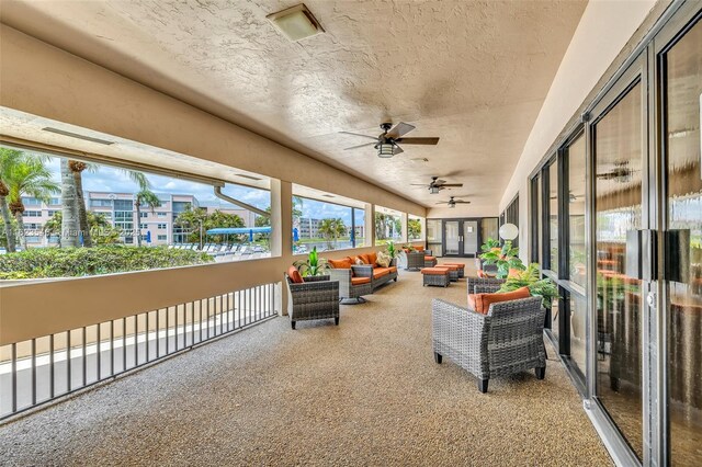 2606 NW 104th Ave Unit 106, Sunrise, FL 33322 - sunroom featuring an outdoor hangout area, ceiling fan, and french doors