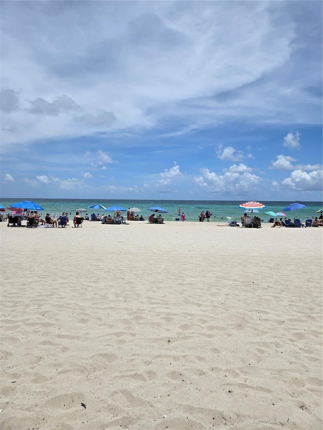 view of water feature with a view of the beach