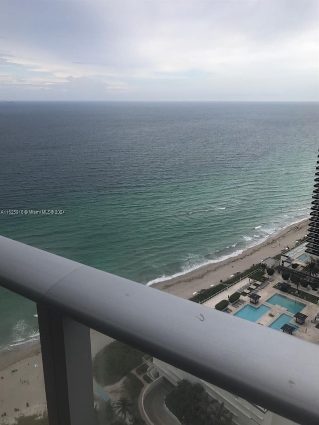 view of water feature with a view of the beach