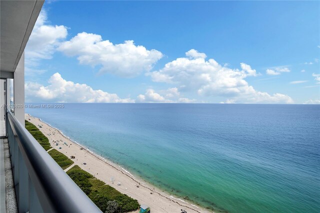 view of water feature with a view of the beach