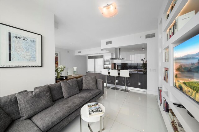 view of tiled living room