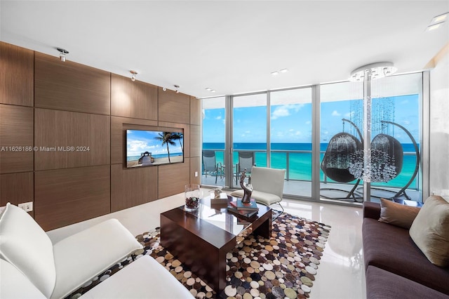 living room featuring expansive windows