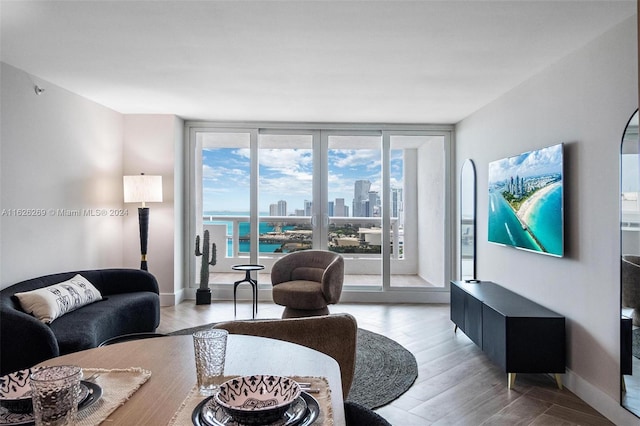 1717 N Bayshore Dr Unit A-3755, Miami, FL 33132 - living room featuring baseboards and wood finished floors