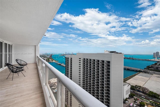 balcony with a water view