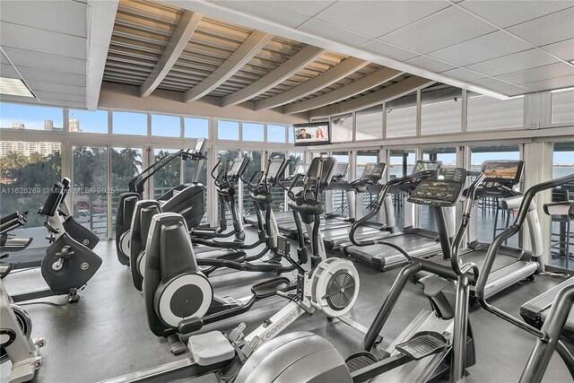 1717 N Bayshore Dr Unit A-3755, Miami, FL 33132 - exercise room with healthy amount of natural light