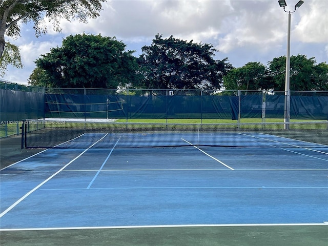 view of sport court with fence