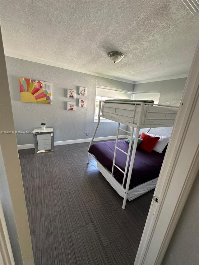 bedroom with a textured ceiling