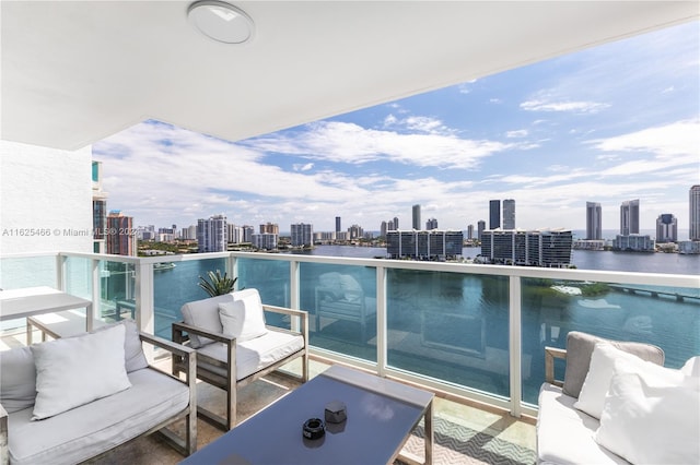 balcony featuring an outdoor living space