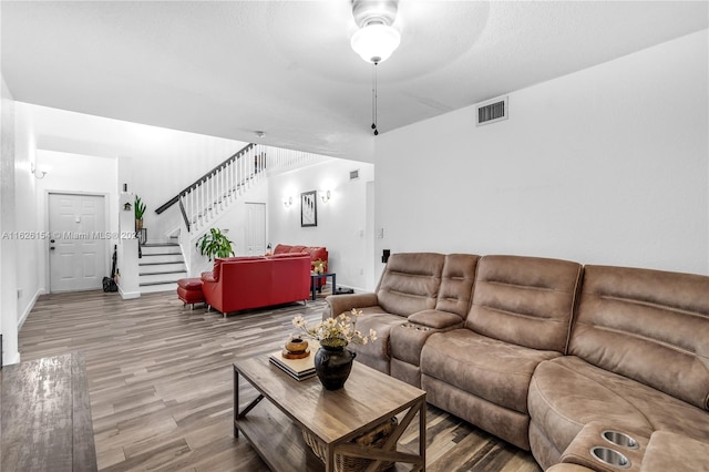 living room featuring light wood-type flooring