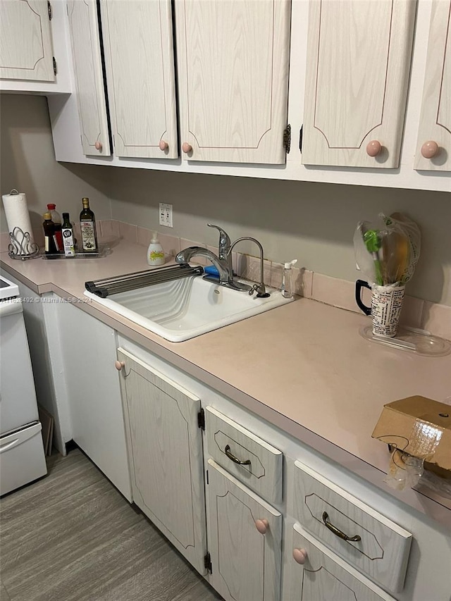 laundry room with sink and wood-type flooring