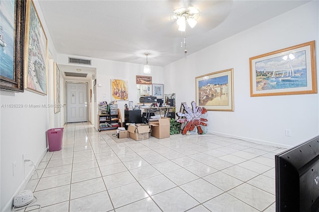 view of tiled home office