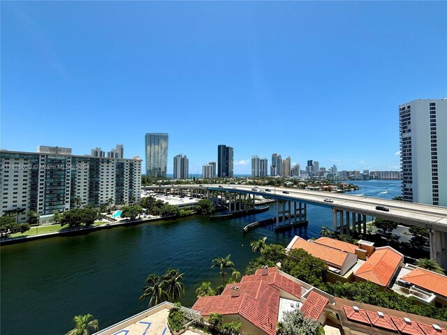 property view of water featuring a dock