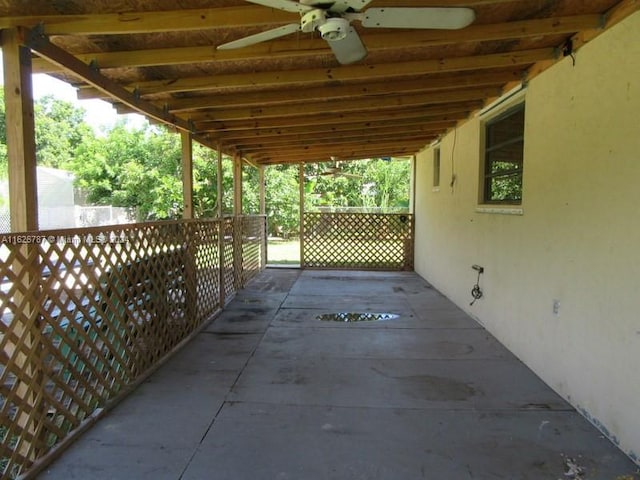 view of patio / terrace featuring ceiling fan