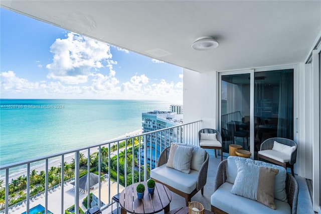 balcony with a water view