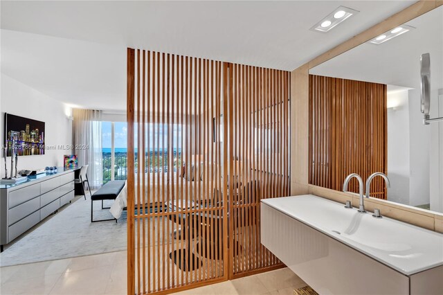 bathroom with tile patterned flooring