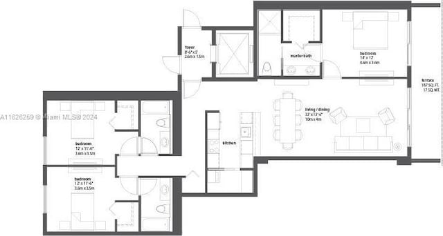 600 NE 27th St Unit 2302, Miami, FL 33137 - floor plan