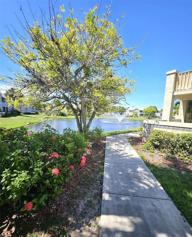 view of property's community with a water view