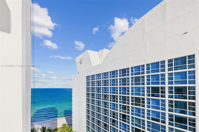 exterior space with a beach view