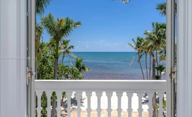 view of water feature featuring a view of the beach