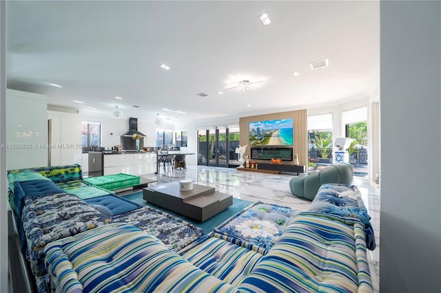 view of tiled living room