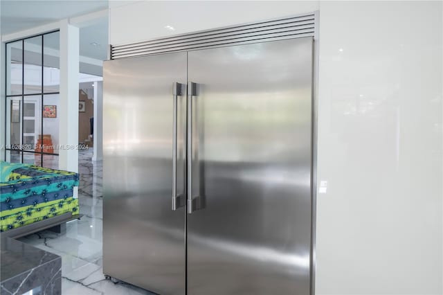 interior details with stainless steel built in refrigerator