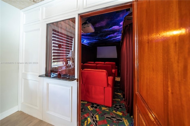 washroom with light hardwood / wood-style floors