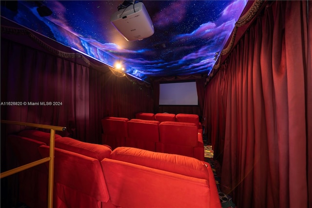 view of carpeted home theater