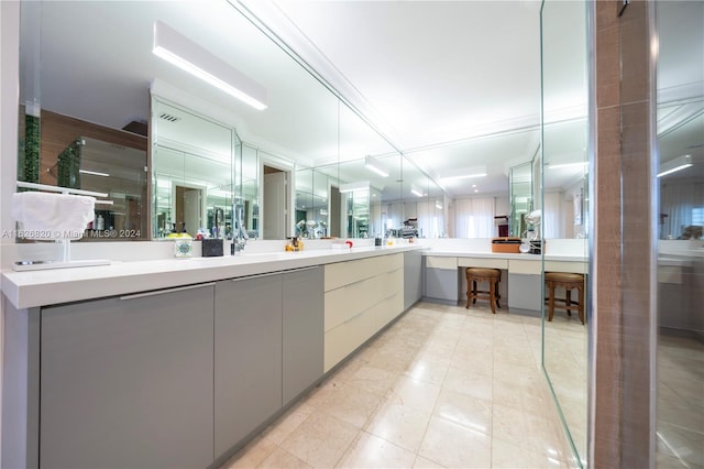 bathroom featuring vanity and tile patterned floors