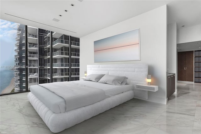 bedroom with marble finish floor