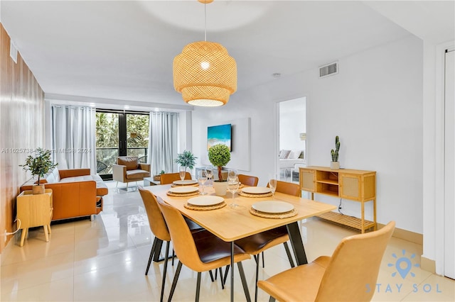 dining room with light tile patterned floors