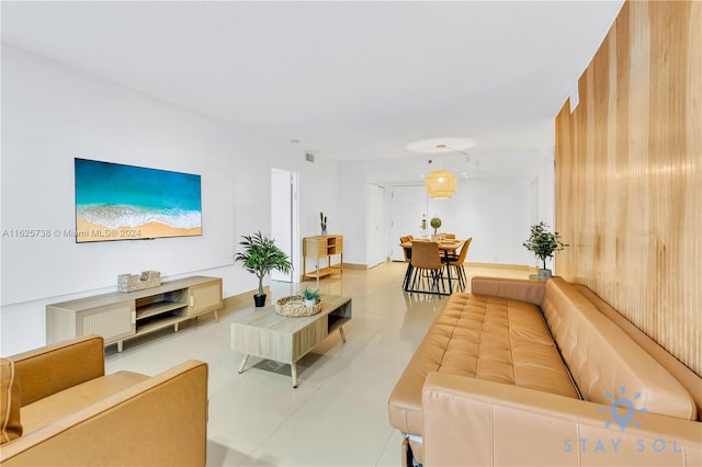 view of tiled living room