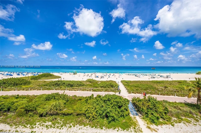 property view of water with a beach view