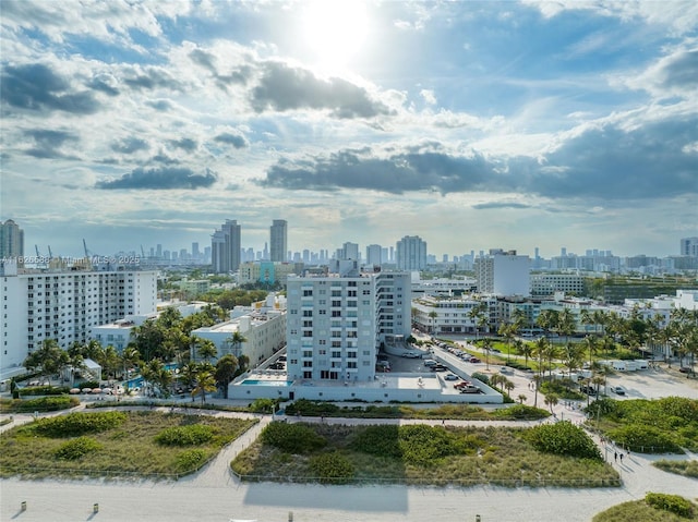 aerial view with a city view