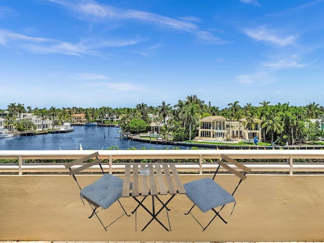 property view of water with a boat dock